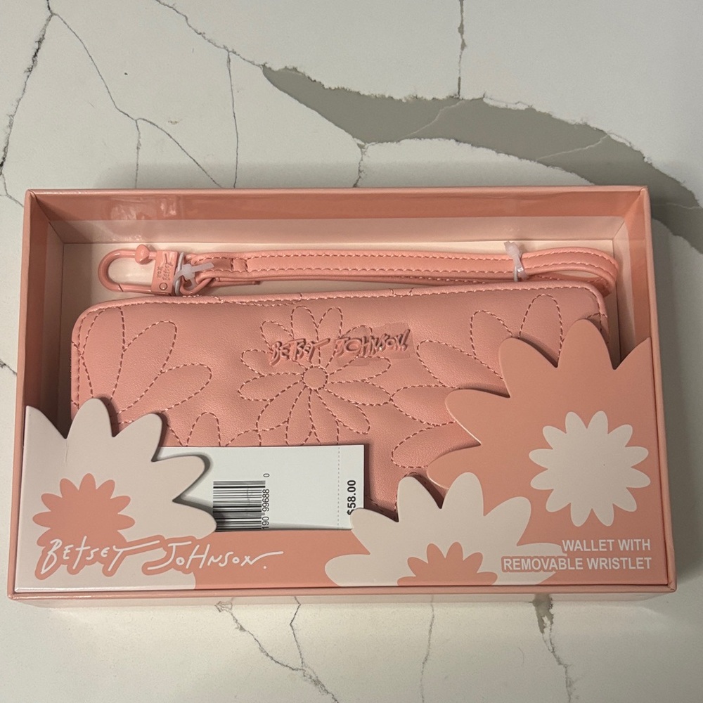 Betsey Johnson Floral Peach Wristlet Wallet